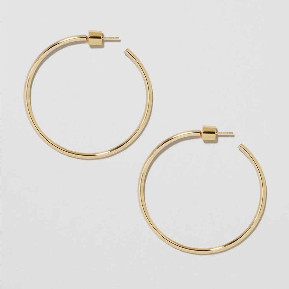 Brand New With Tags Jennifer Fisher 14K Gold Posts 1.5" Theead Baby Hoops